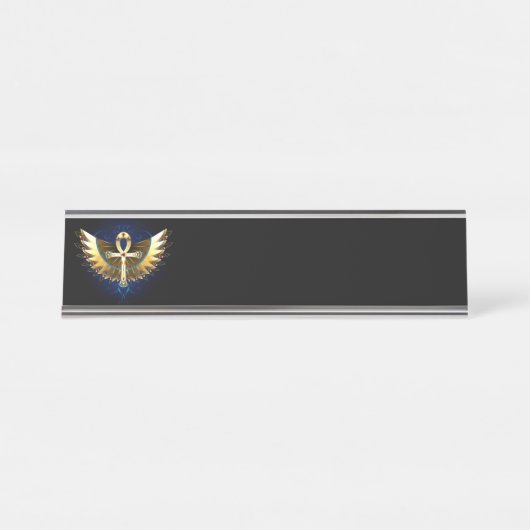 Porte-nom Pour Bureau Ankh or avec ailes (Devant)