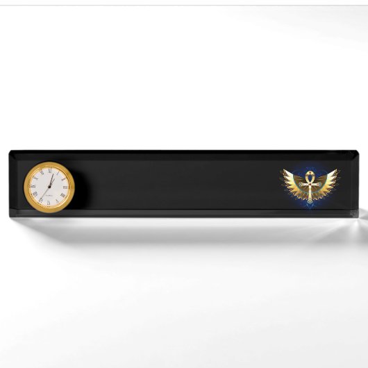 Porte-nom Pour Bureau Ankh or avec ailes (Devant)