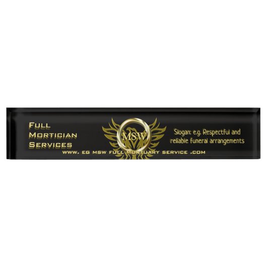 Porte-nom Pour Bureau Anneau d'or, Phoenix en hausse, service mortuaire (Devant)