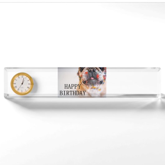 Porte-nom Pour Bureau anniversaire frenchie (Devant)