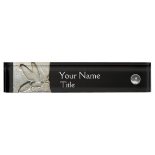 Porte-nom Pour Bureau ANTIQUE EGYPTIENNE HONEY BEE, BEEKEEPER noir blanc