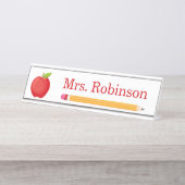Porte-nom Pour Bureau Apple et crayon Professeur Moderne (Devant)