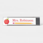 Porte-nom Pour Bureau Apple et crayon Professeur Moderne (Devant)