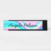Porte-nom Pour Bureau Aqua Pink Iridescent Rainbow Wave (Devant)
