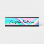 Porte-nom Pour Bureau Aqua Pink Iridescent Rainbow Wave (Devant)