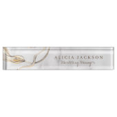 Porte-nom Pour Bureau Aquarelle abstraite moderne lavée gris (Devant)