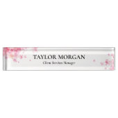 Porte-nom Pour Bureau Aquarelle Acrylique Cherry Blossom Bureau Nom Plaq (Devant)