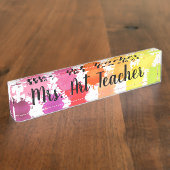 Porte-nom Pour Bureau Aquarelle arc-en-ciel Plaque d'identification du b (Taille)