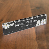 Porte-nom Pour Bureau Aquarelle Blanc Cosmos Fleurs Peinture Botanique (Taille)