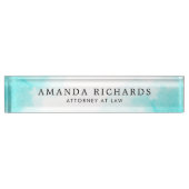 Porte-nom Pour Bureau Aquarelle bleu Aqua (Devant)