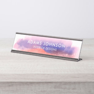 Porte-nom Pour Bureau Aquarelle bleue professionnelle Abstraite