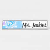 Porte-nom Pour Bureau Aquarelle Blue Floral Enseignants (Devant)