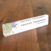 Porte-nom Pour Bureau Aquarelle Cactus du désert Succulents (Taille)