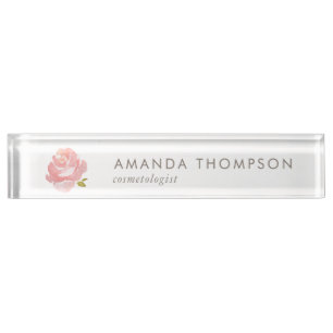 Porte-nom Pour Bureau Aquarelle Chic Rose rose rose