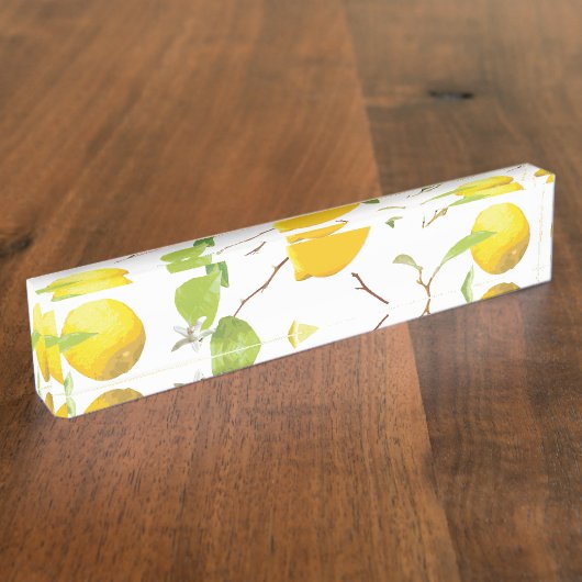 Porte-nom Pour Bureau Aquarelle Citron et Feuilles 2 (Taille)