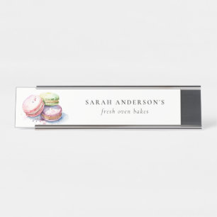 Porte-nom Pour Bureau Aquarelle colorée Pastel Français Macarons boulang