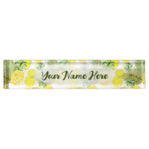 Porte-nom Pour Bureau Aquarelle d'ananas Motif été frais