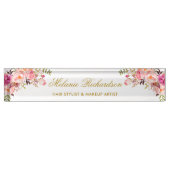 Porte-nom Pour Bureau Aquarelle Floral Rose Blush Or (Devant)