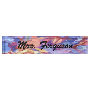 Porte-nom Pour Bureau Aquarelle florale abstraite personnalisée
