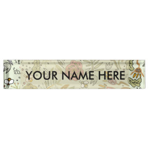 Porte-nom Pour Bureau Aquarelle Florale Fleurs d'abeille Élégante Modern