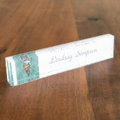 Porte-nom Pour Bureau Aquarelle Kingfisher Oiseau Nature Art (Taille)