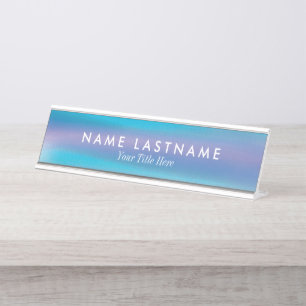 Porte-nom Pour Bureau Aquarelle minimaliste Ombre Turquoise violet