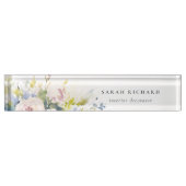 Porte-nom Pour Bureau Aquarelle moderne Blush Lilac Rose Floral Bund (Devant)