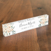 Porte-nom Pour Bureau Aquarelle Moderne Brosse À Brush Hydrangeas Busine (Taille)