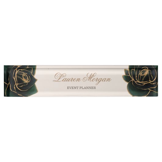 Porte-nom Pour Bureau Aquarelle or | Plaque signalitique nom (Devant)