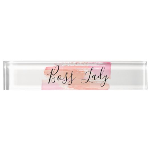Porte-nom Pour Bureau Aquarelle Peinture éclats Boss Lady (Devant)