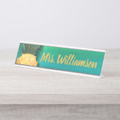 Porte-nom Pour Bureau Aquarelle professionnelle d'ananas d'éducateur de (Devant)