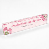 Porte-nom Pour Bureau Aquarelle rose Hydrangée Lacecaps Illustration
