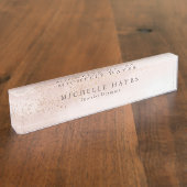 Porte-nom Pour Bureau Aquarelle rose moderne d'or (Taille)