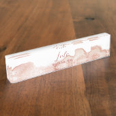 Porte-nom Pour Bureau Aquarelle rose personnalisée (Taille)