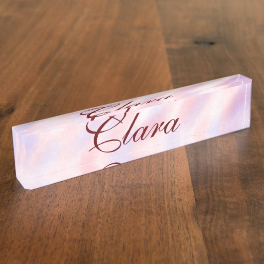 Porte-nom Pour Bureau Aquarelle rose rouge marron abstrait ajouter namep (Taille)