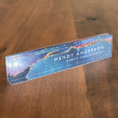 Porte-nom Pour Bureau Aquarelle tendance Galaxy Gold Parties scintillant (Taille)