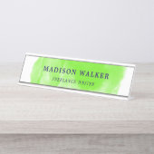 Porte-nom Pour Bureau Aquarelle verte Apple (Devant)