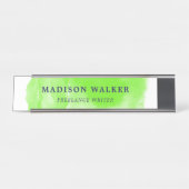 Porte-nom Pour Bureau Aquarelle verte Apple (Devant)