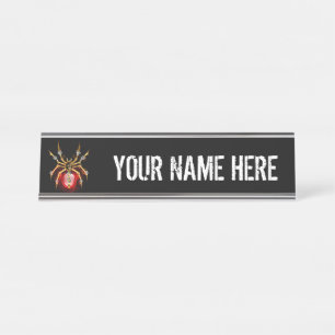 Porte-nom Pour Bureau Araignée en vapeur noire