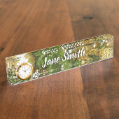 Porte-nom Pour Bureau Arbre de Noël I Argent et Or (Taille)