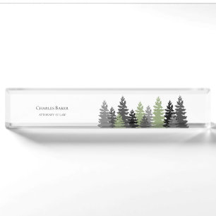 Porte-nom Pour Bureau Arbres À feuillage persistant gris et vert Élégant