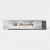 Porte-nom Pour Bureau Arc en ciel naturel parmi les nuages gris tempétue (Devant)