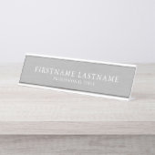 Porte-nom Pour Bureau Argent brossé Nom traditionnel Titre Garamond (Devant)