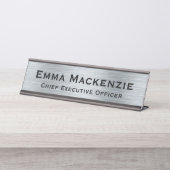 Porte-nom Pour Bureau Argent Métallurgique Look bureau simple Signal Nom (Devant)