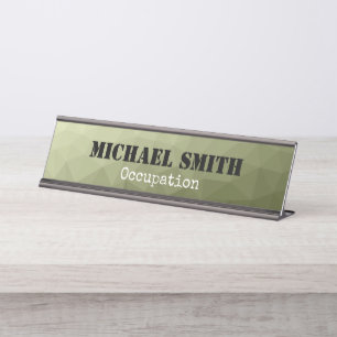 Porte-nom Pour Bureau Armée vert clair maillage géométrique Nom personna