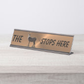 PORTE-NOM POUR BUREAU ARRÊTS DE BOUCLE ICI* (Devant)