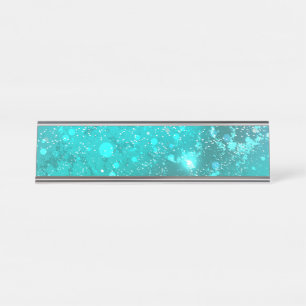 Porte-nom Pour Bureau Arrière - plan à huile Turquoise de la menthe
