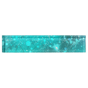 Porte-nom Pour Bureau Arrière - plan à huile Turquoise de la menthe