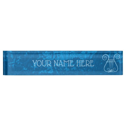 Porte-nom Pour Bureau Arrière - plan Blue Lyre (Devant)