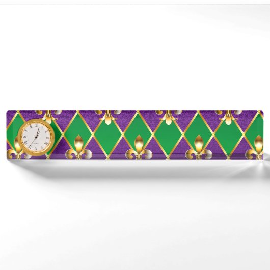 Porte-nom Pour Bureau Arrière - plan de bijoux Mardi Gras (Devant)